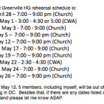 Greenville Rehearsal Schedule 2016